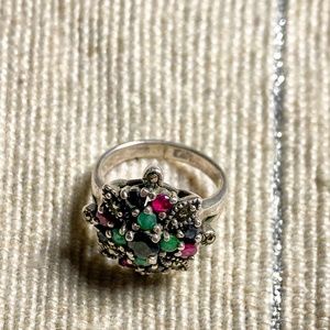 Gorgeous Handmade bejewelled Silver ring